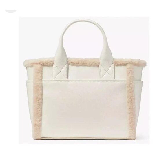 KATE SPADE JETT FAUX SHEARLING SMALL TOTE MERINGUE KE516 NWT $399 - Picture 2 of 3